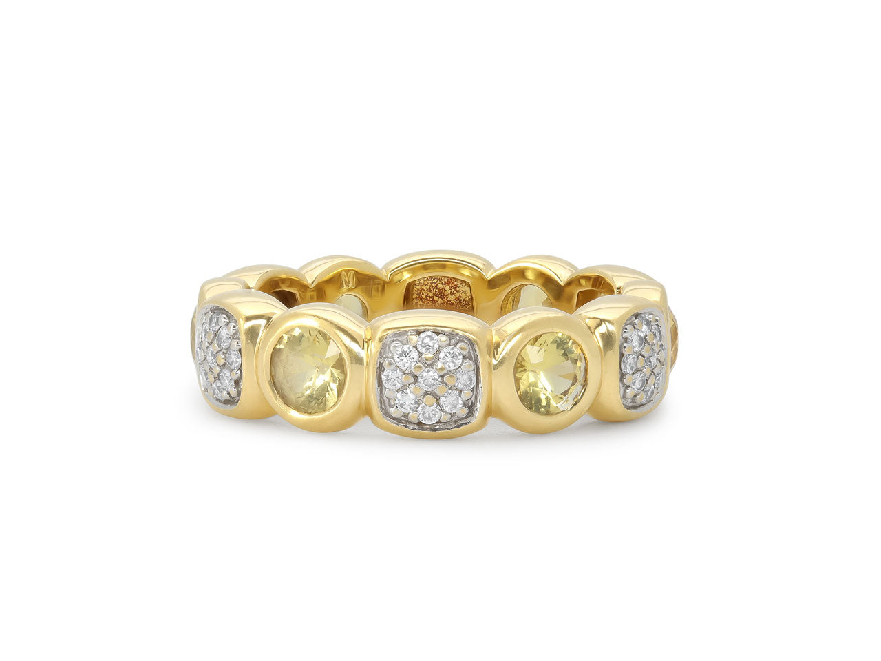 David Yurman 'Chiclet' Diamond and Citrine Ring in 18K Gold