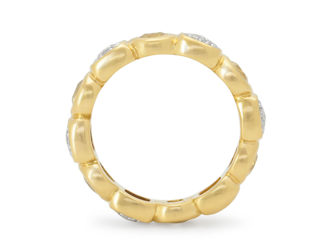 David Yurman 'Chiclet' Diamond and Citrine Ring in 18K Gold