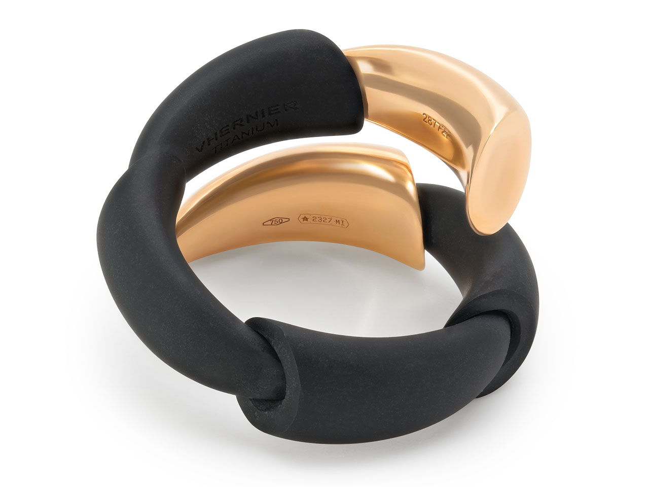 Vhernier 'Calla' Black Titanium Ring in 18K Rose Gold