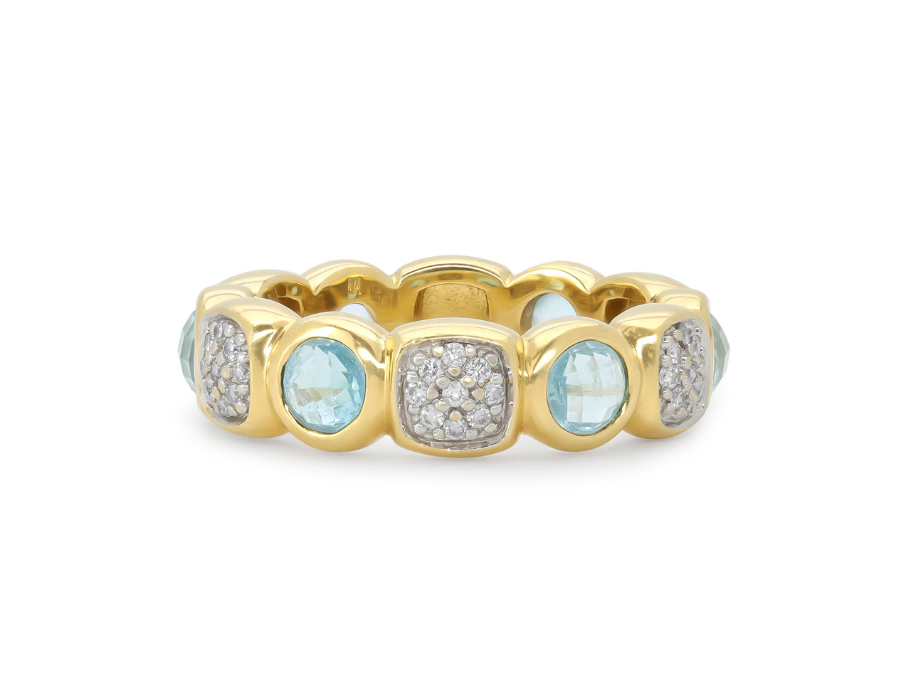 David Yurman 'Chiclet' Diamond and Topaz Ring in 18K Gold