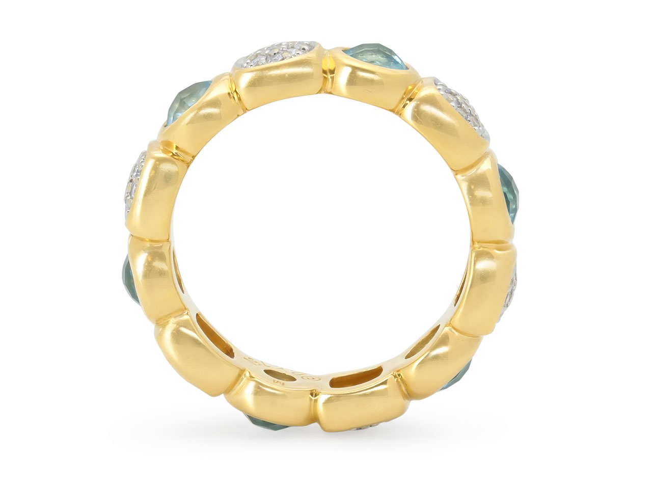 David Yurman 'Chiclet' Diamond and Topaz Ring in 18K Gold