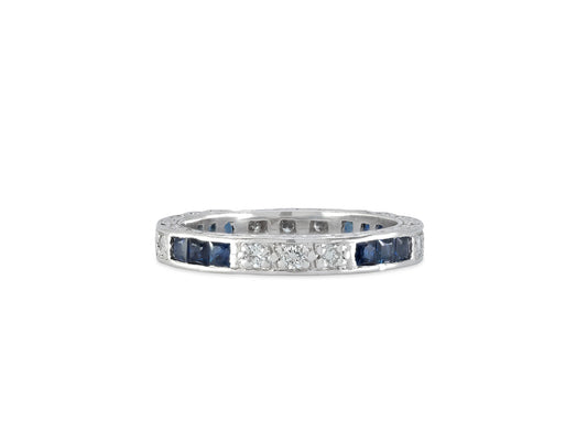 Diamond and Sapphire Eternity Band in Platinum