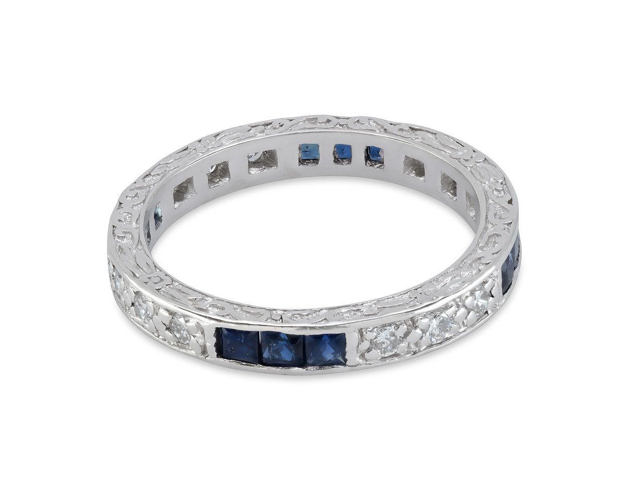 Diamond and Sapphire Eternity Band in Platinum