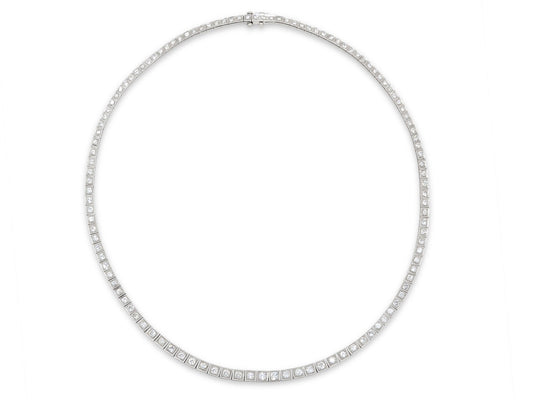 Waslikoff Art Deco Diamond Rivière Necklace in Platinum