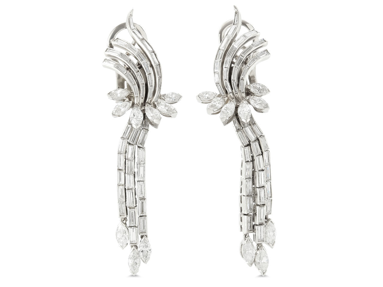 Mid-Century Diamond Earrings in Platinum