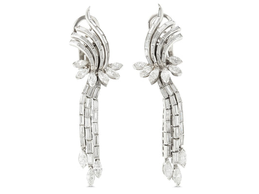 Mid-Century Diamond Earrings in Platinum