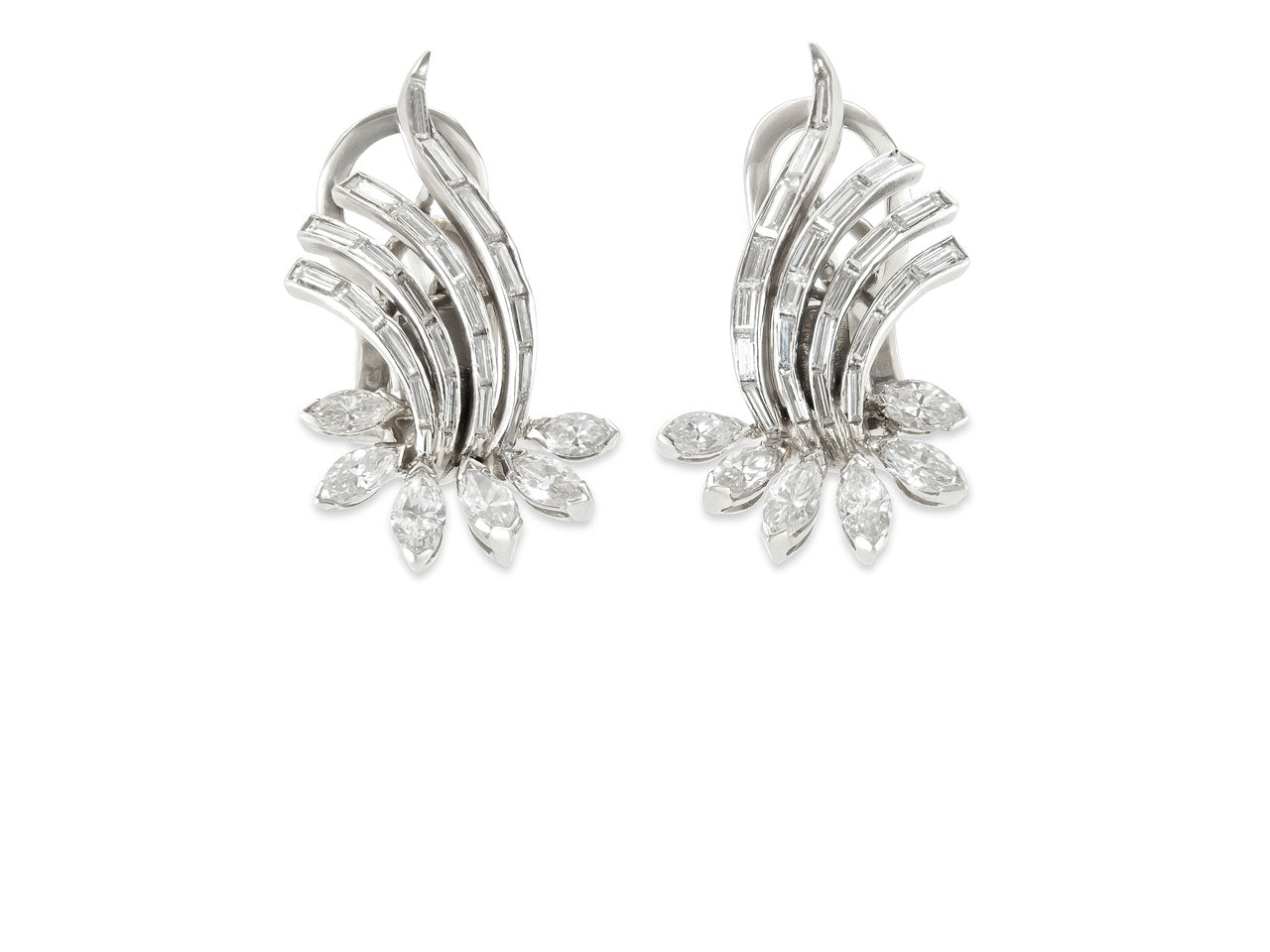 Mid-Century Diamond Earrings in Platinum