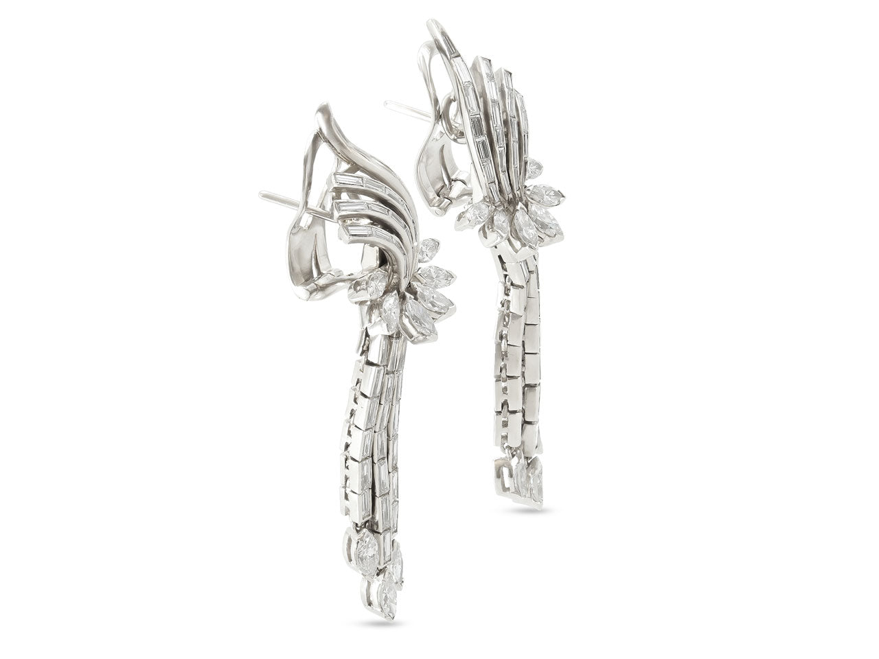 Mid-Century Diamond Earrings in Platinum