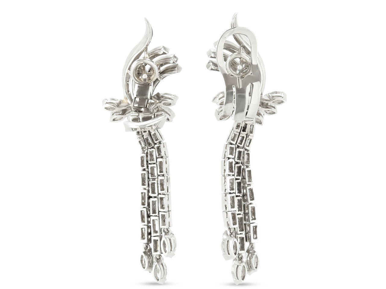 Mid-Century Diamond Earrings in Platinum