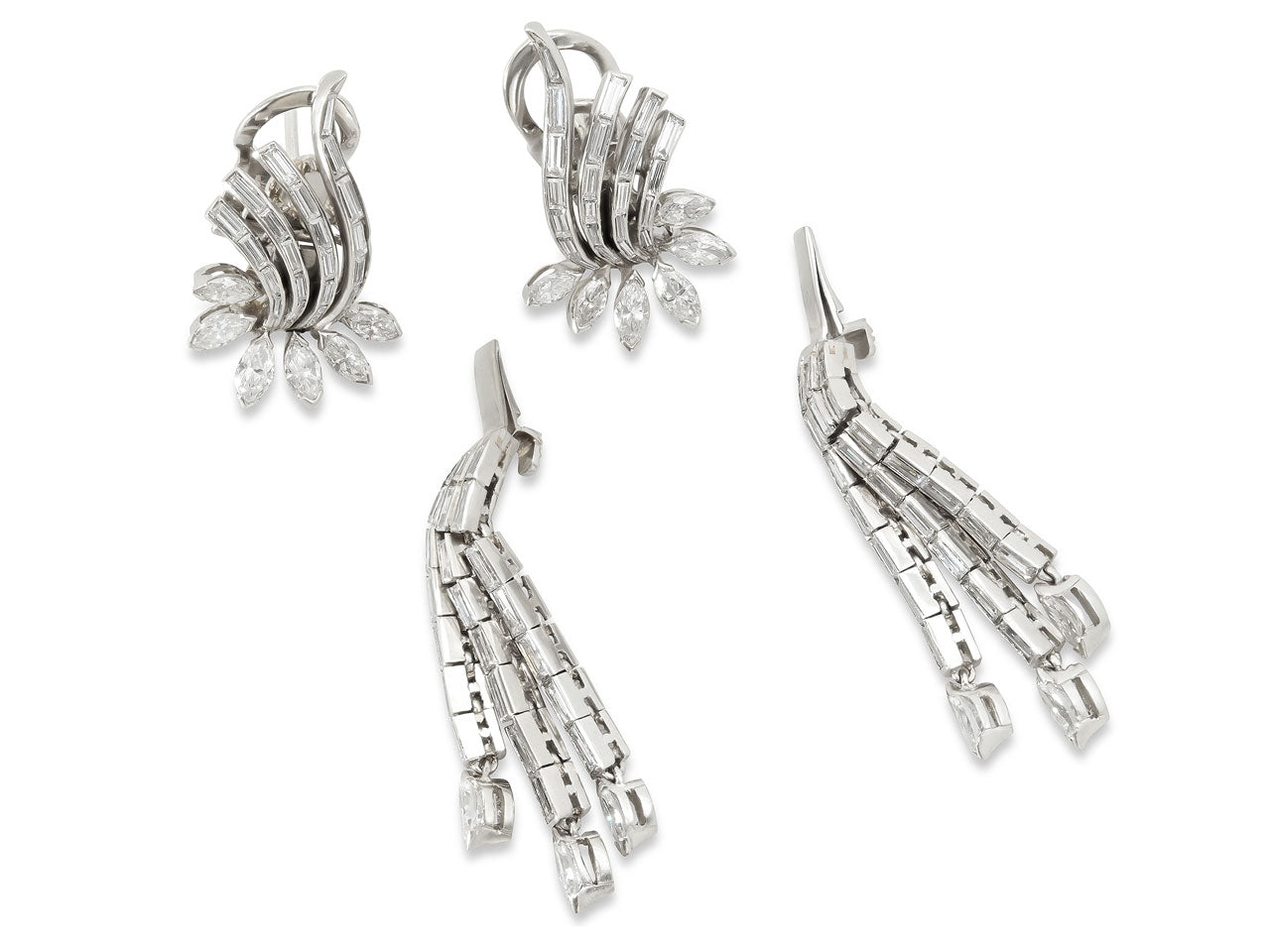 Mid-Century Diamond Earrings in Platinum