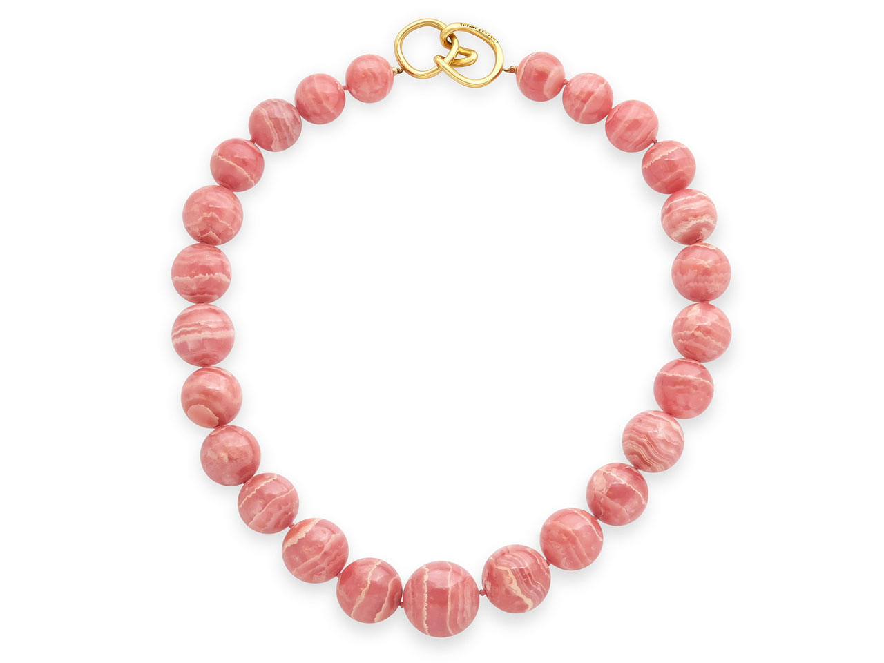 Tiffany & Co. Rhodochrosite Bead Necklace with 18K Gold Clasp