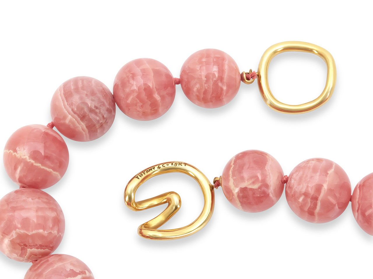 Tiffany & Co. Rhodochrosite Bead Necklace with 18K Gold Clasp