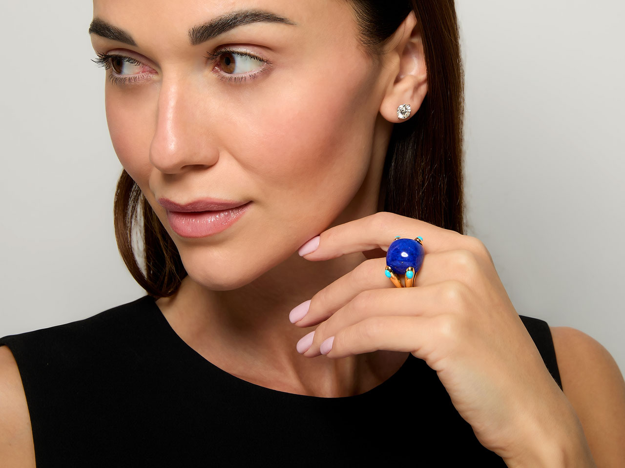 Verdura 'Candy' Lapis and Turquoise Ring in 18K Gold