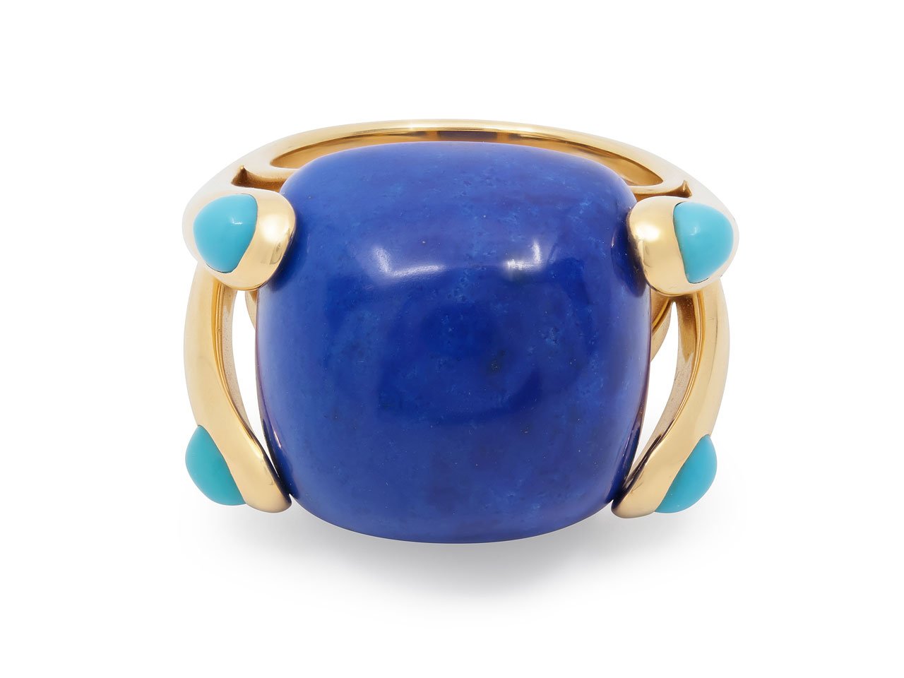 Verdura 'Candy' Lapis and Turquoise Ring in 18K Gold