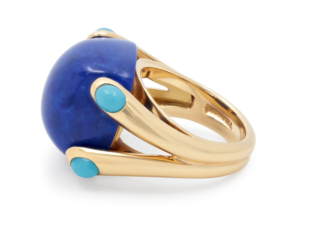 Verdura 'Candy' Lapis and Turquoise Ring in 18K Gold