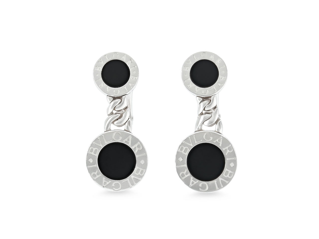 Bulgari Onyx Earrings in 18K White Gold