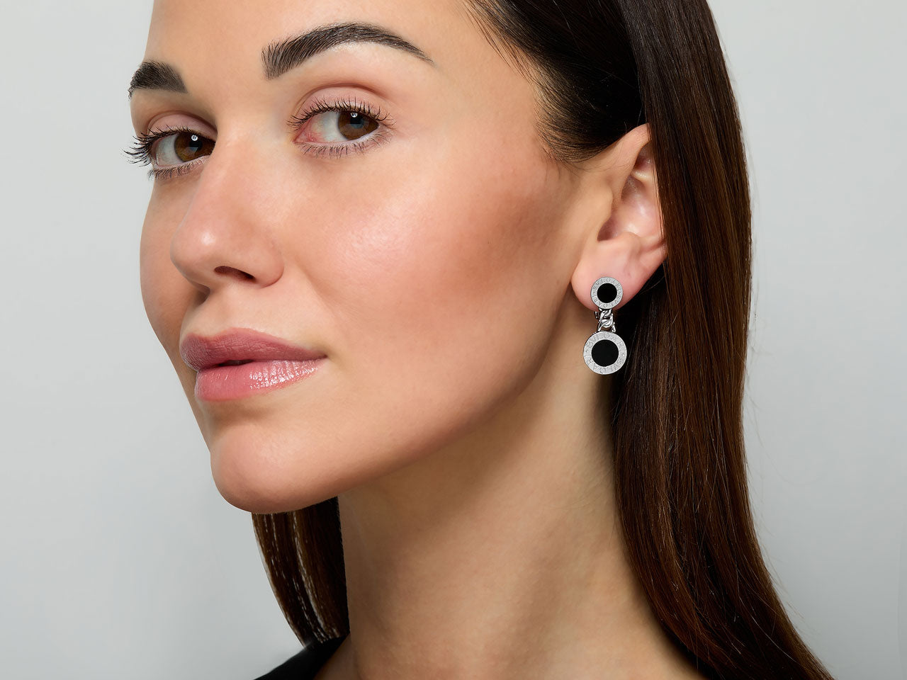 Bulgari Onyx Earrings in 18K White Gold