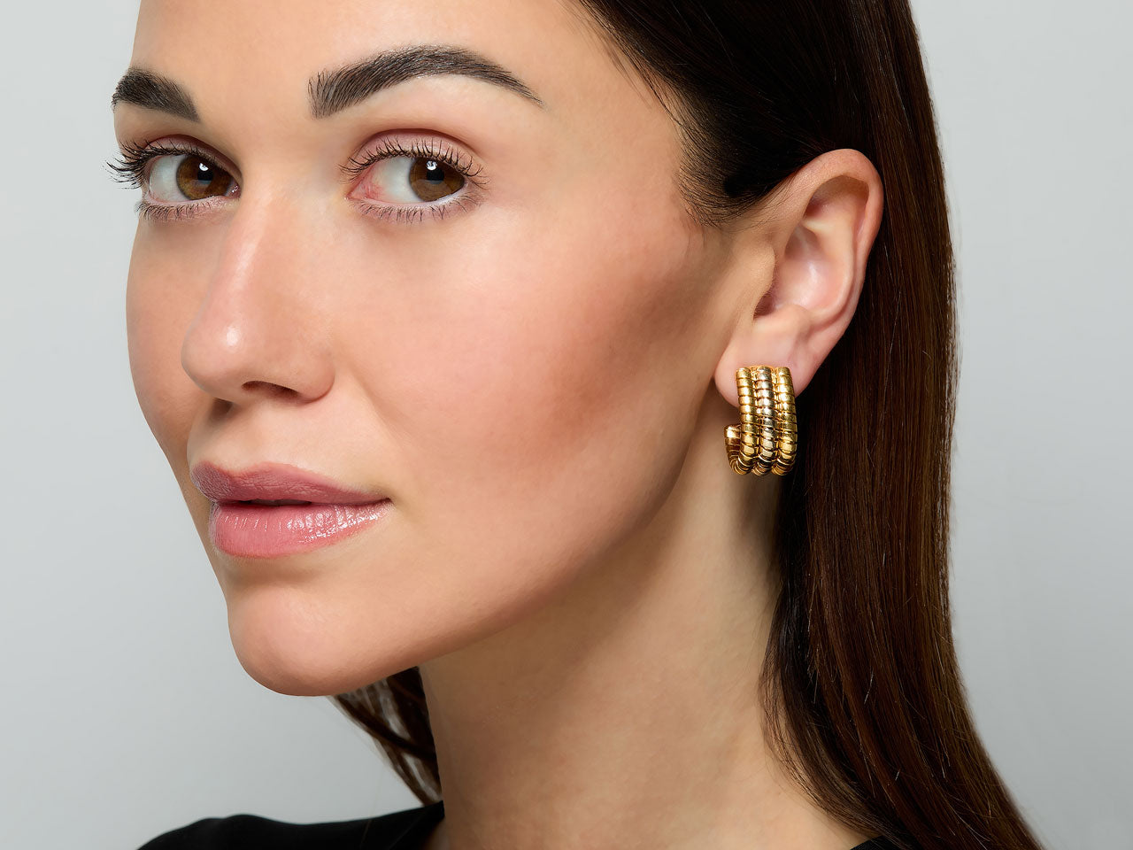 Bulgari Triple Row Tubogas Earclips in 18K Gold