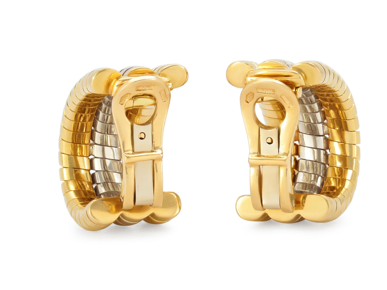 Bulgari Triple Row Tubogas Earclips in 18K Gold