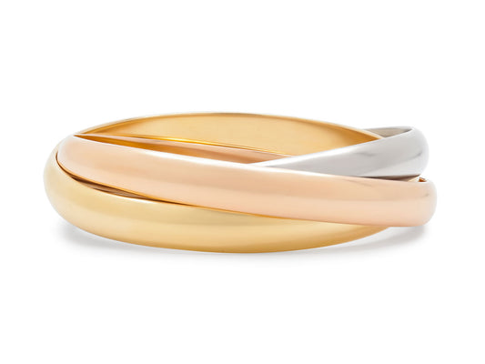 Cartier 'Trinity' Tri-Color Bangle Bracelet in 18K Gold, 8.3 mm Wide Model