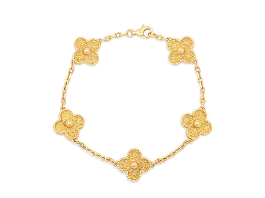 Van Cleef & Arpels 'Vintage Alhambra' Bracelet, 5 Motifs, in 18K Gold