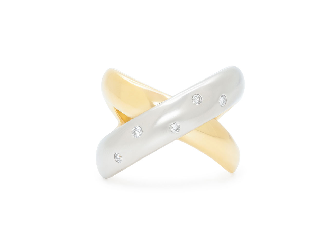 'X' Ring in 18K Gold and Platinum