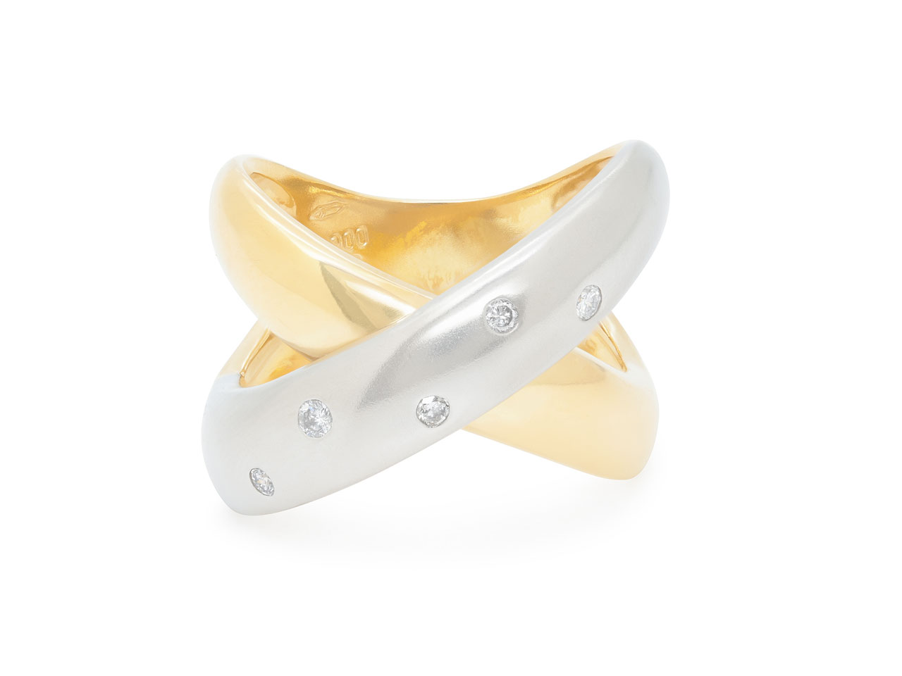 'X' Ring in 18K Gold and Platinum