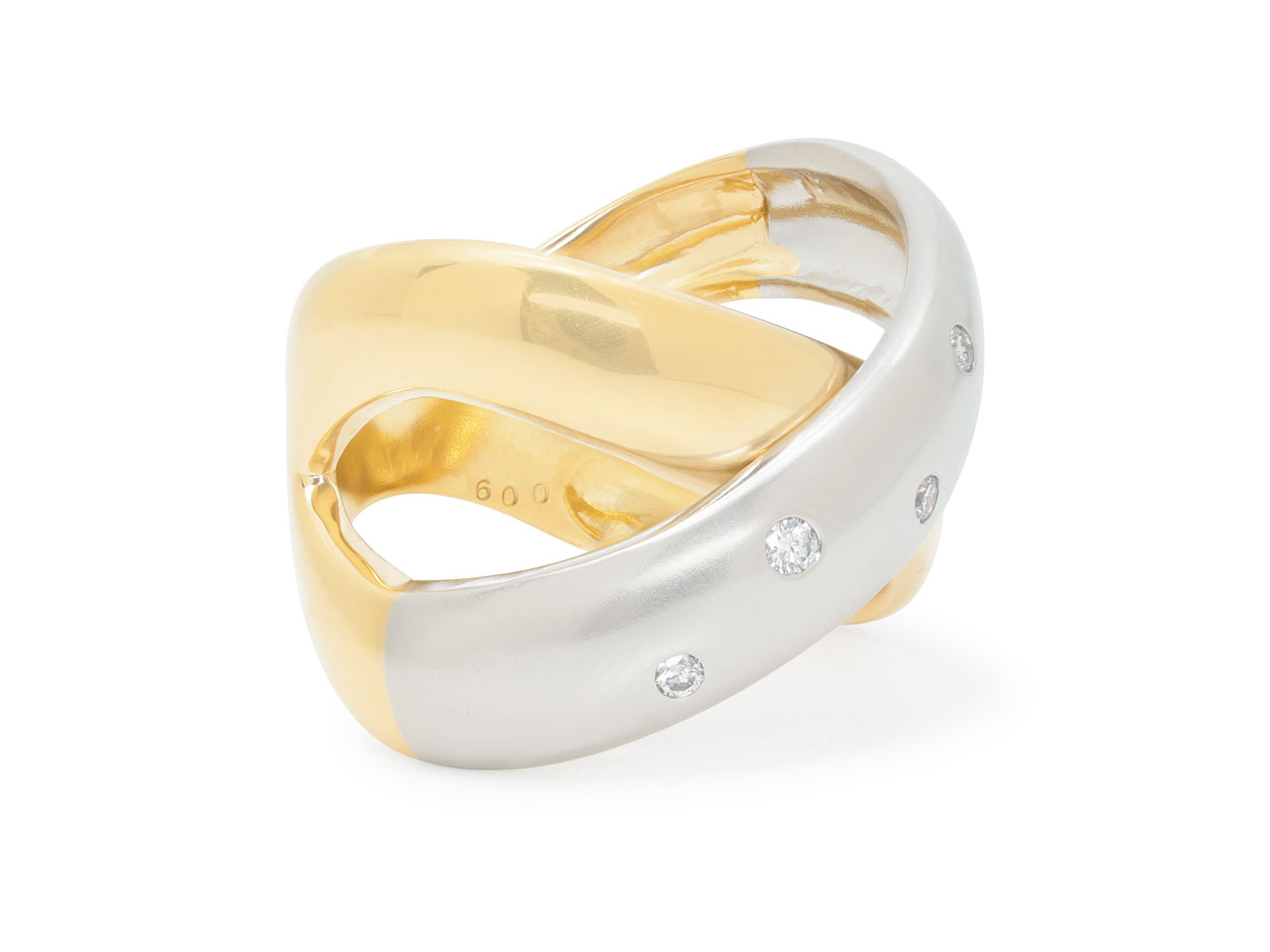 'X' Ring in 18K Gold and Platinum