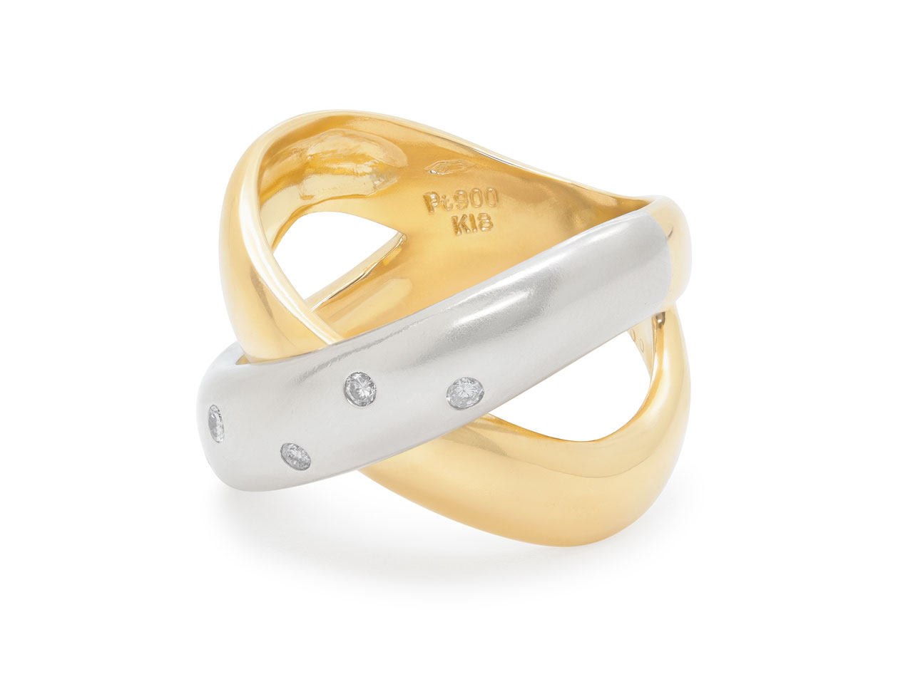 'X' Ring in 18K Gold and Platinum