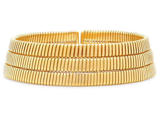 Vintage Weingrill Three Row Tubogas Choker in 18K Gold