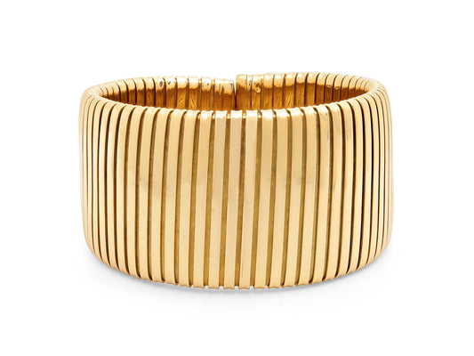 Vintage Weingrill Wide Tubogas Cuff Bracelet in 18K Gold