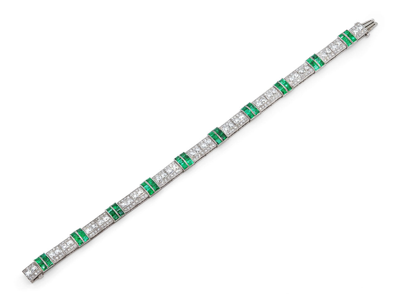 Art Deco Emerald & Diamond Bracelet in Platinum