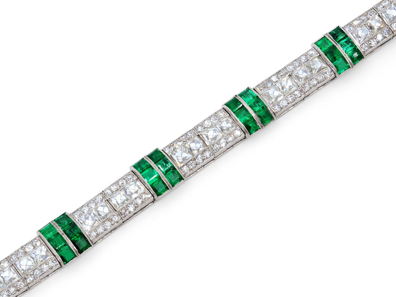 Art Deco Emerald & Diamond Bracelet in Platinum