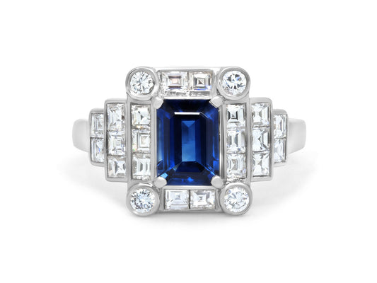 Sapphire and Diamond Ring in Platinum