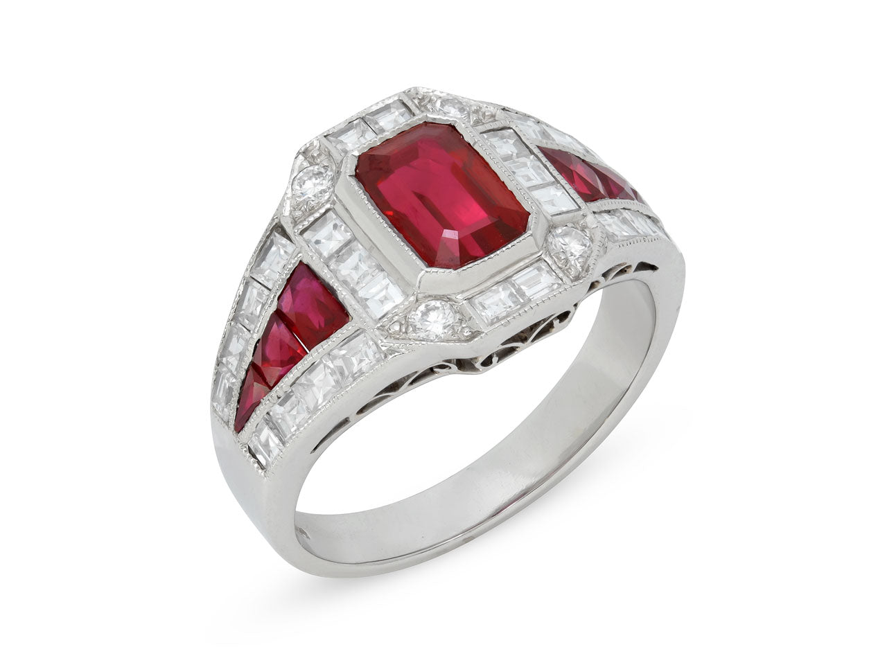 Burma Ruby, Heated, and Diamond Ring in Platinum