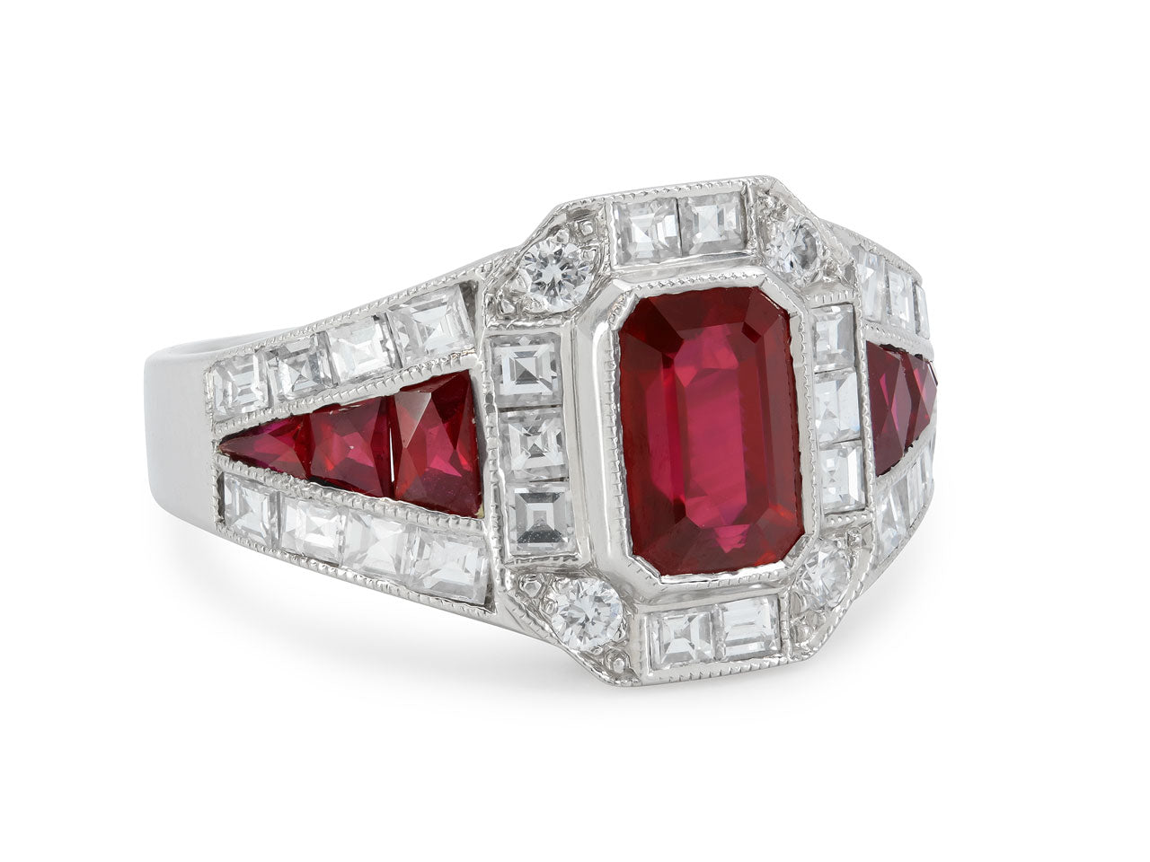 Burma Ruby, Heated, and Diamond Ring in Platinum