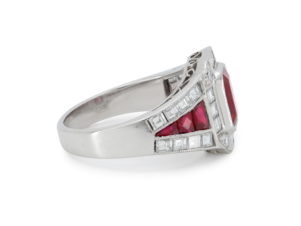 Burma Ruby, Heated, and Diamond Ring in Platinum