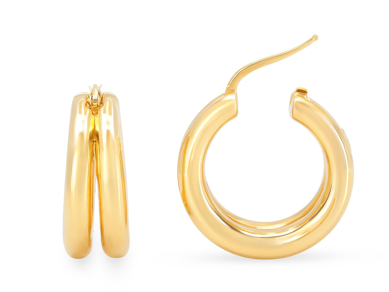 Double Hoop Earrings in 18K Gold, by Beladora