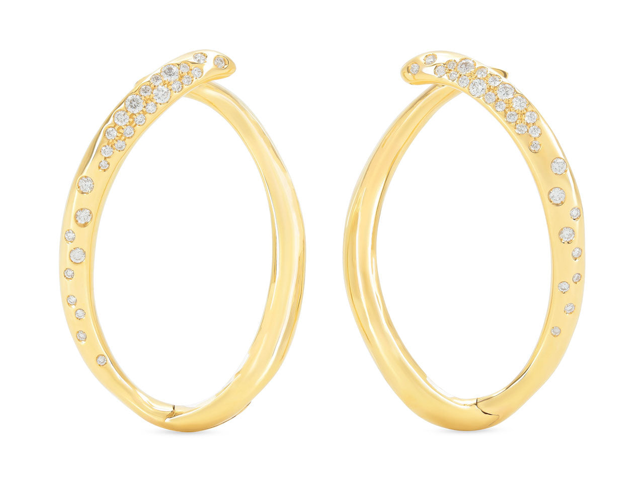 Diamond Loop Earrings in 18K Gold, by Beladora