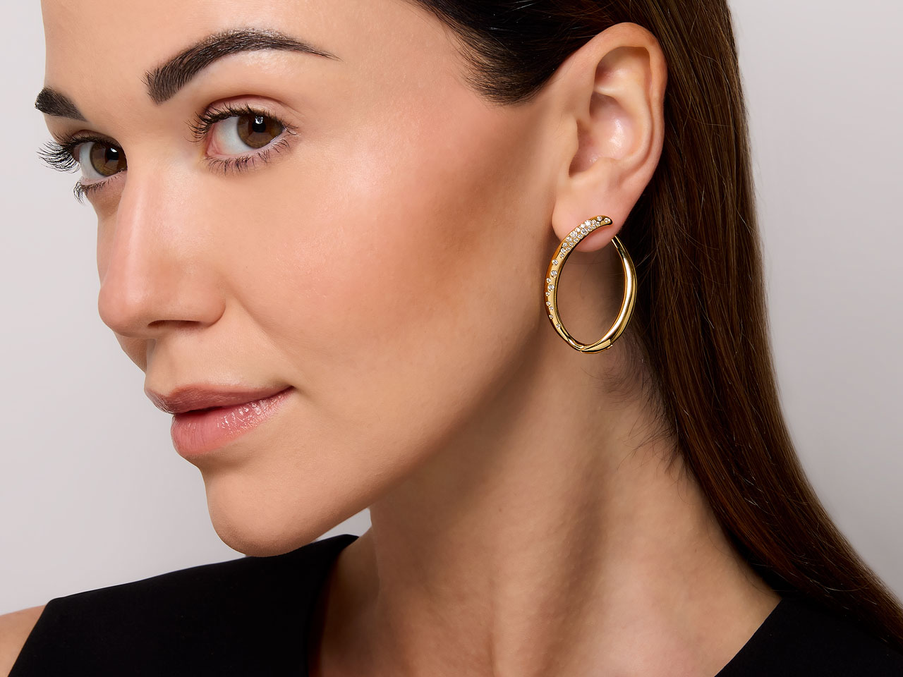 Diamond Loop Earrings in 18K Gold, by Beladora