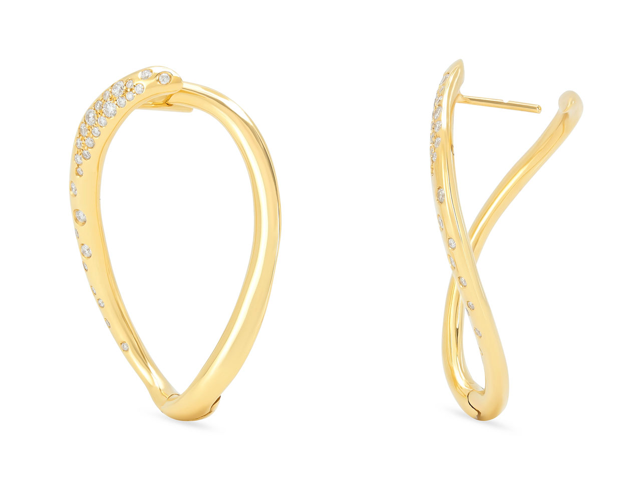 Diamond Loop Earrings in 18K Gold, by Beladora