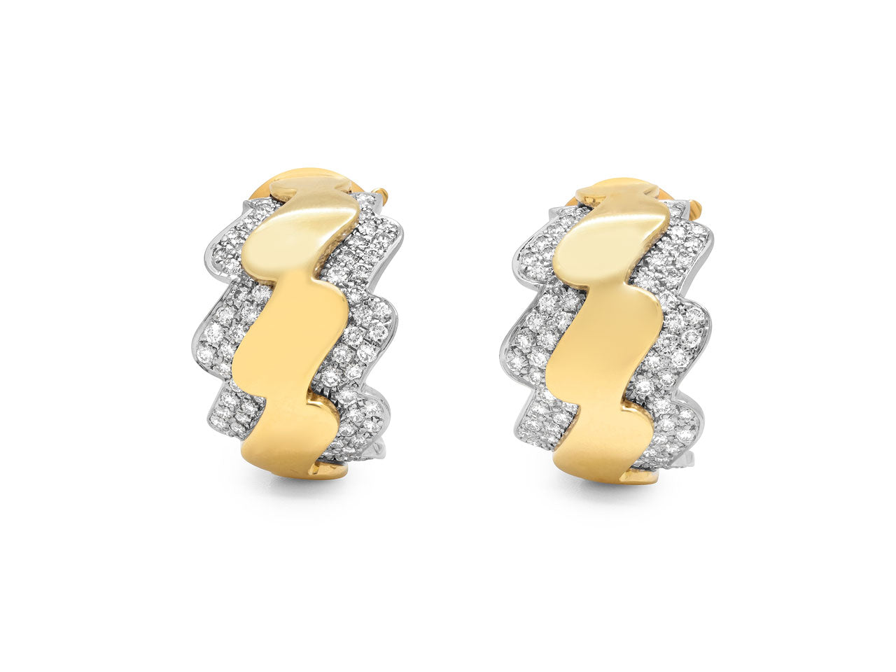 Van Cleef & Arpels 'Wave' Diamond Earrings in 18K Gold