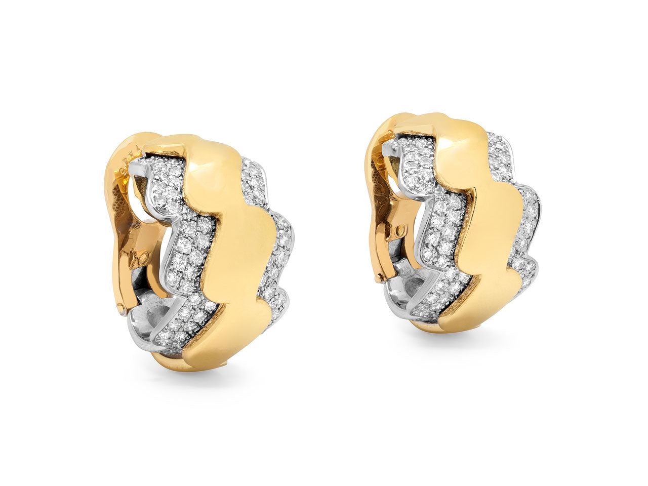 Van Cleef & Arpels 'Wave' Diamond Earrings in 18K Gold