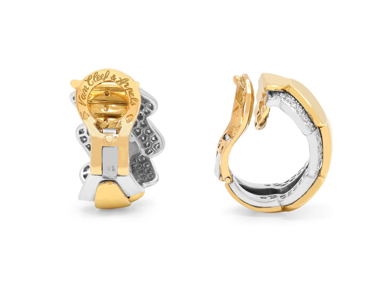 Van Cleef & Arpels 'Wave' Diamond Earrings in 18K Gold