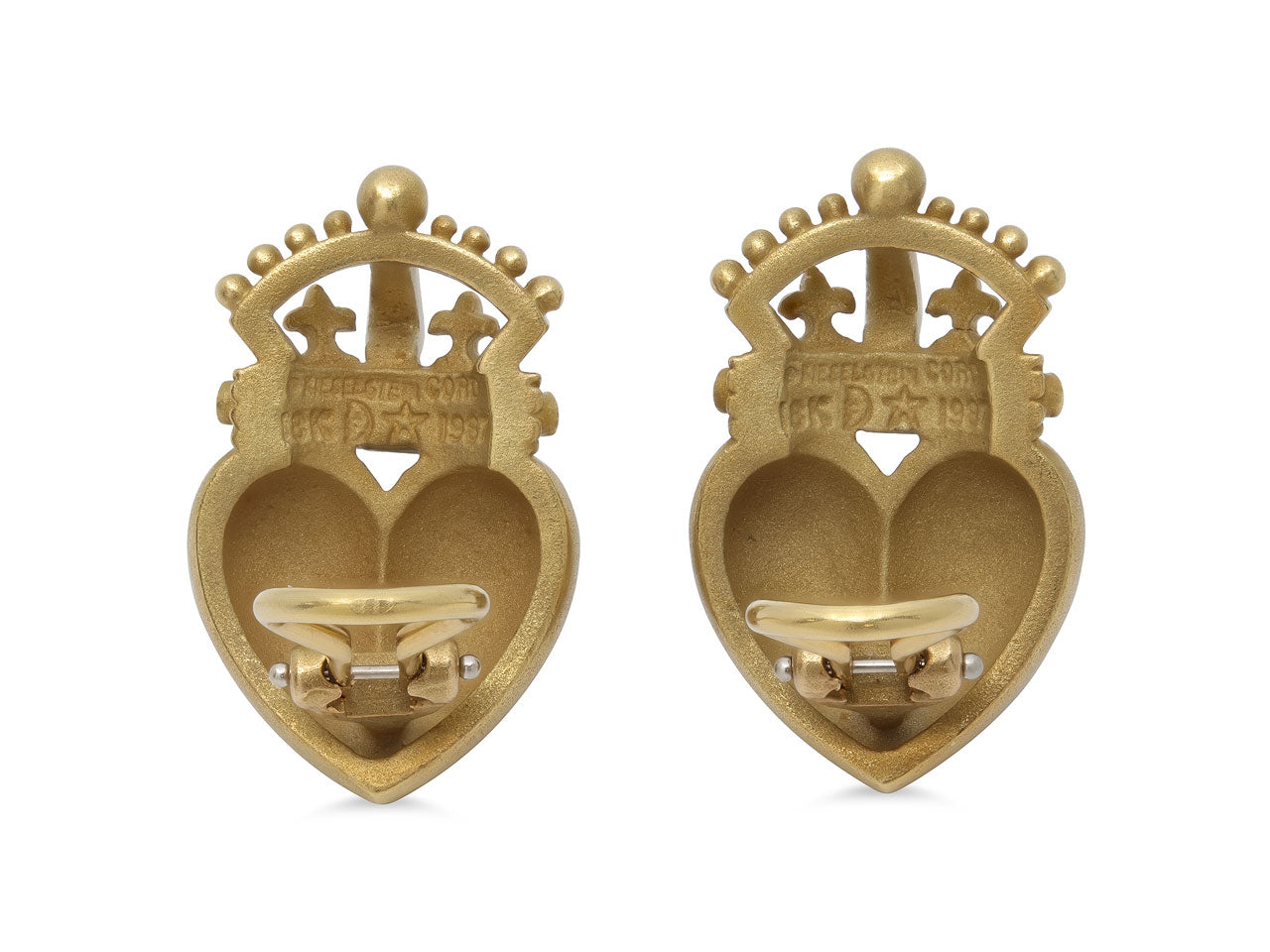 Kieselstein-Cord 'Crown Heart' Diamond Earrings in 18K Gold