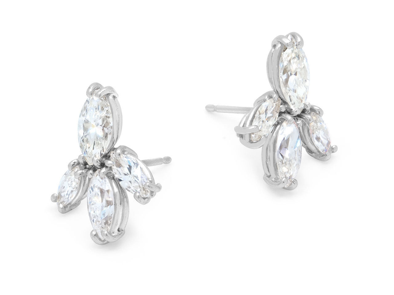 Marquise Diamond Cluster Earrings in Platinum