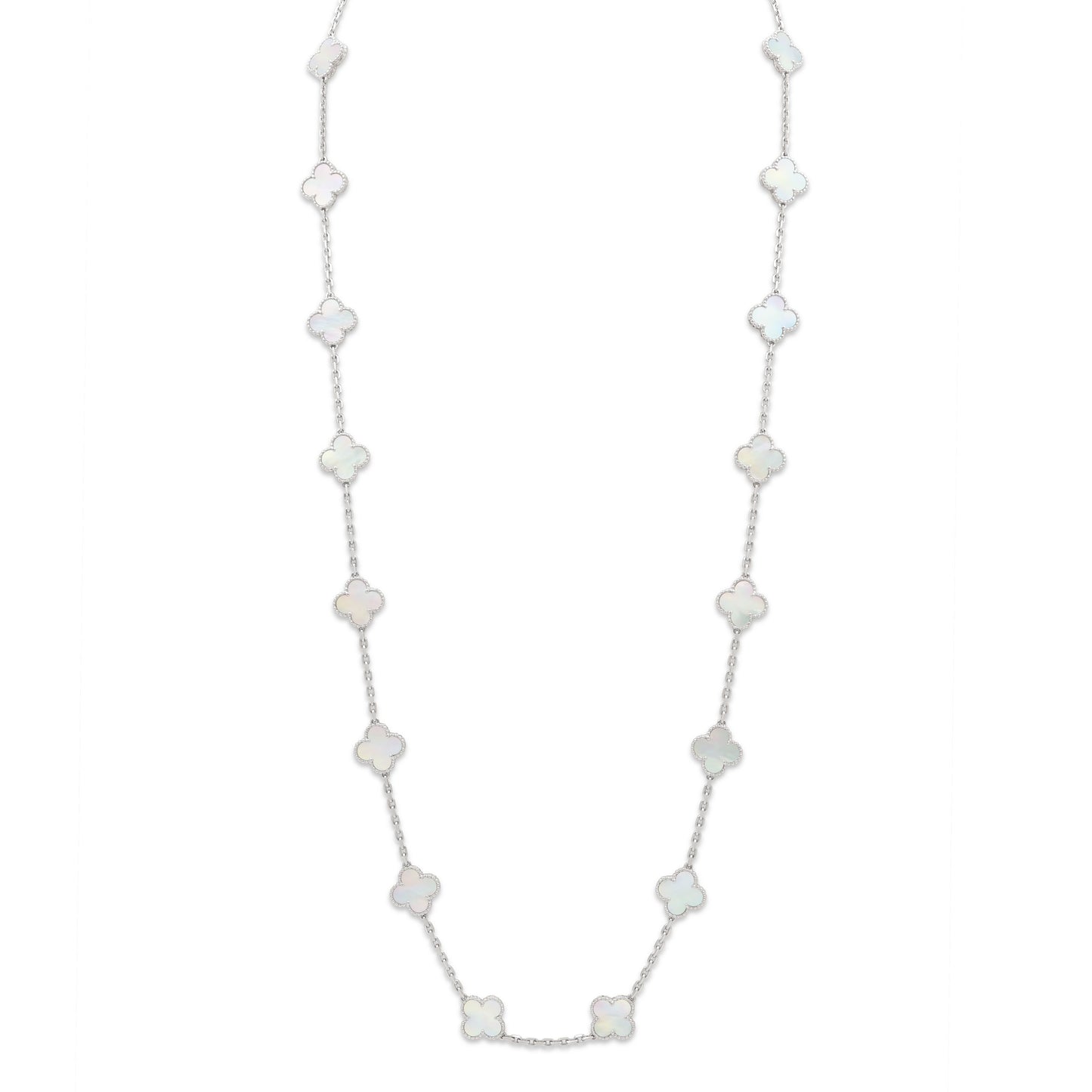 Van Cleef & Arpels 'Vintage Alhambra' Mother-of-Pearl Necklace, 20 motifs, in 18K White Gold