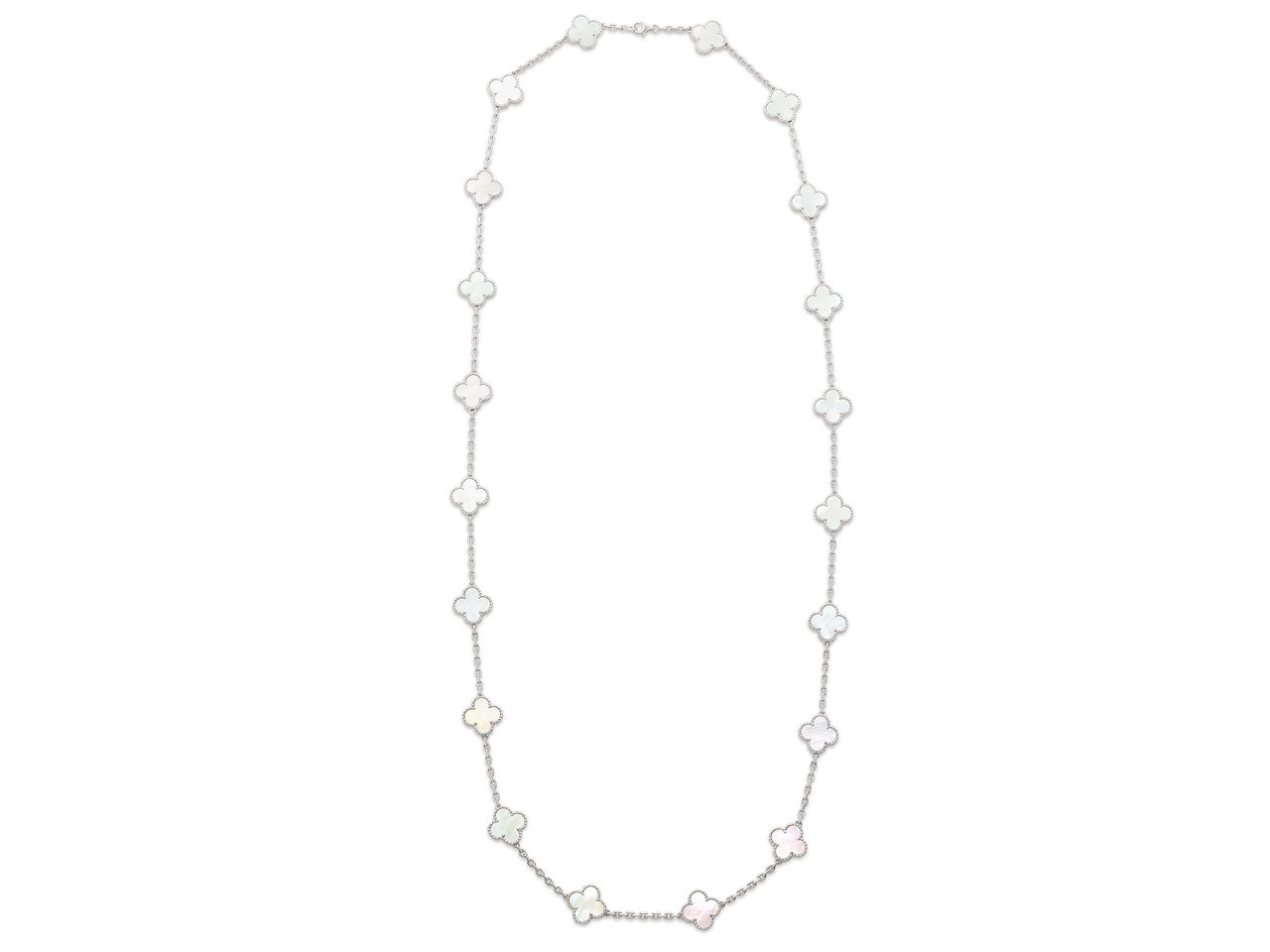 Van Cleef & Arpels 'Vintage Alhambra' Mother-of-Pearl Necklace, 20 motifs, in 18K White Gold