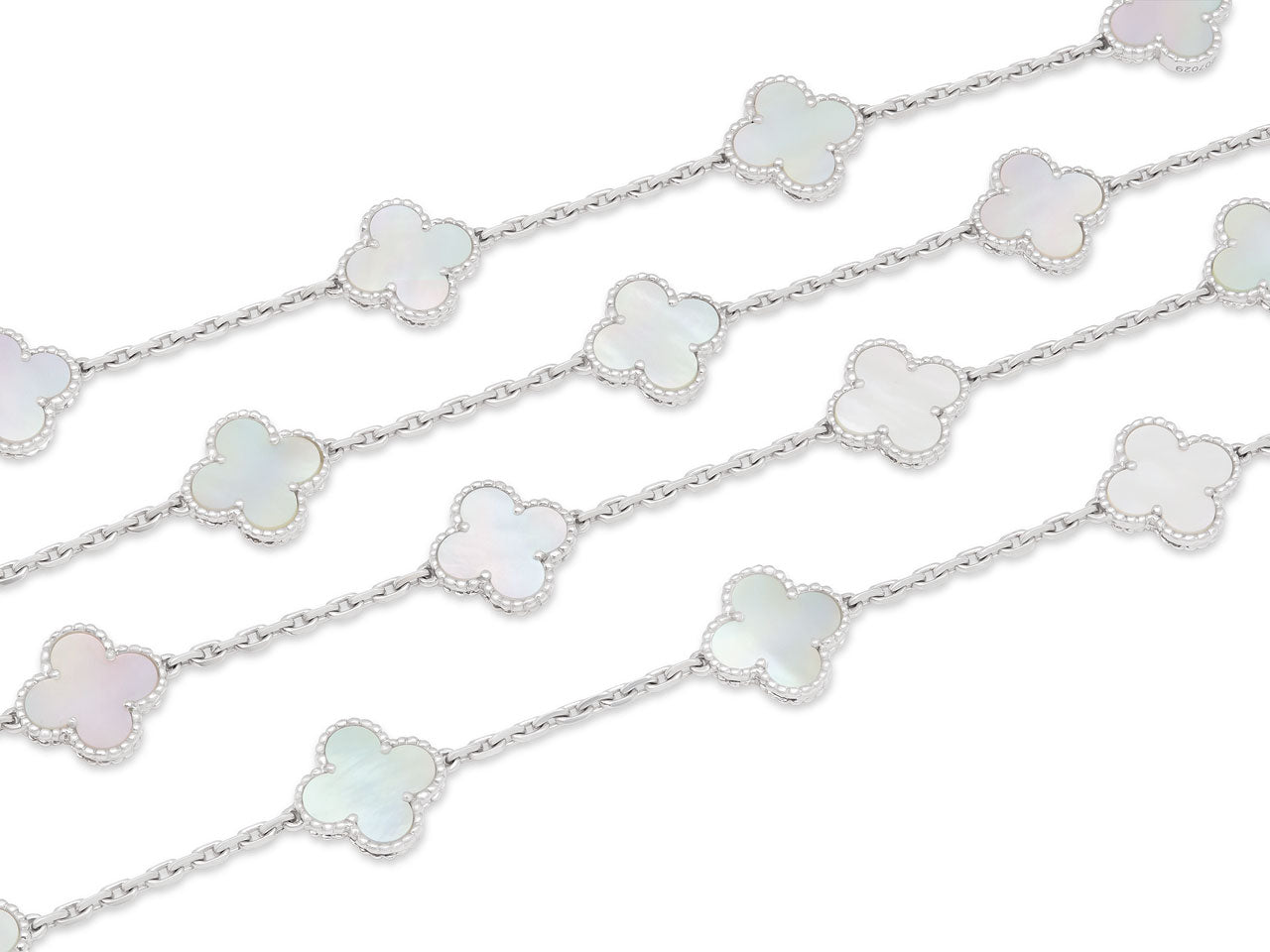 Van Cleef & Arpels 'Vintage Alhambra' Mother-of-Pearl Necklace, 20 motifs, in 18K White Gold