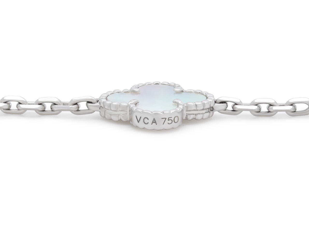 Van Cleef & Arpels 'Vintage Alhambra' Mother-of-Pearl Necklace, 20 motifs, in 18K White Gold